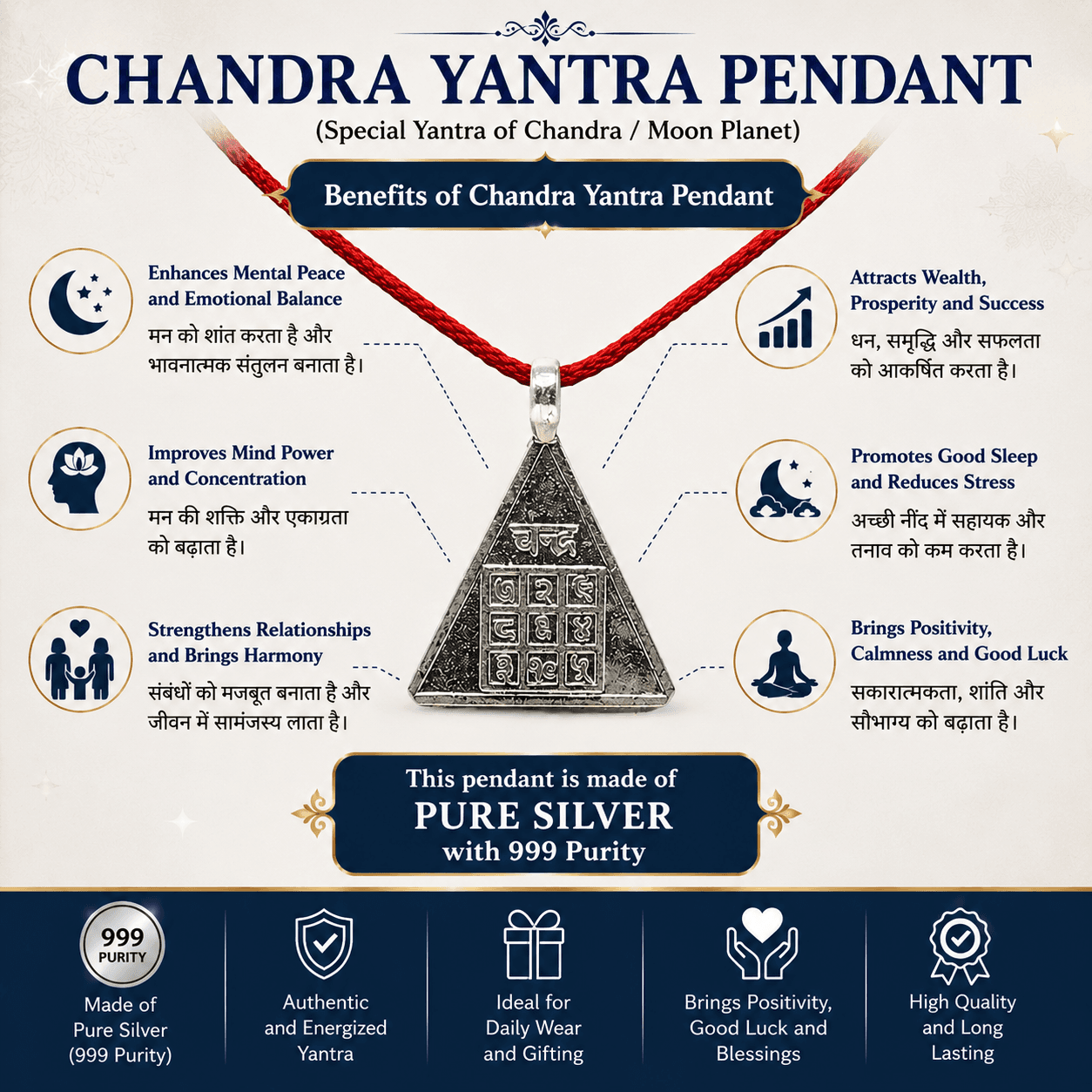 Chandra Yantra Pendant thumbnail 4