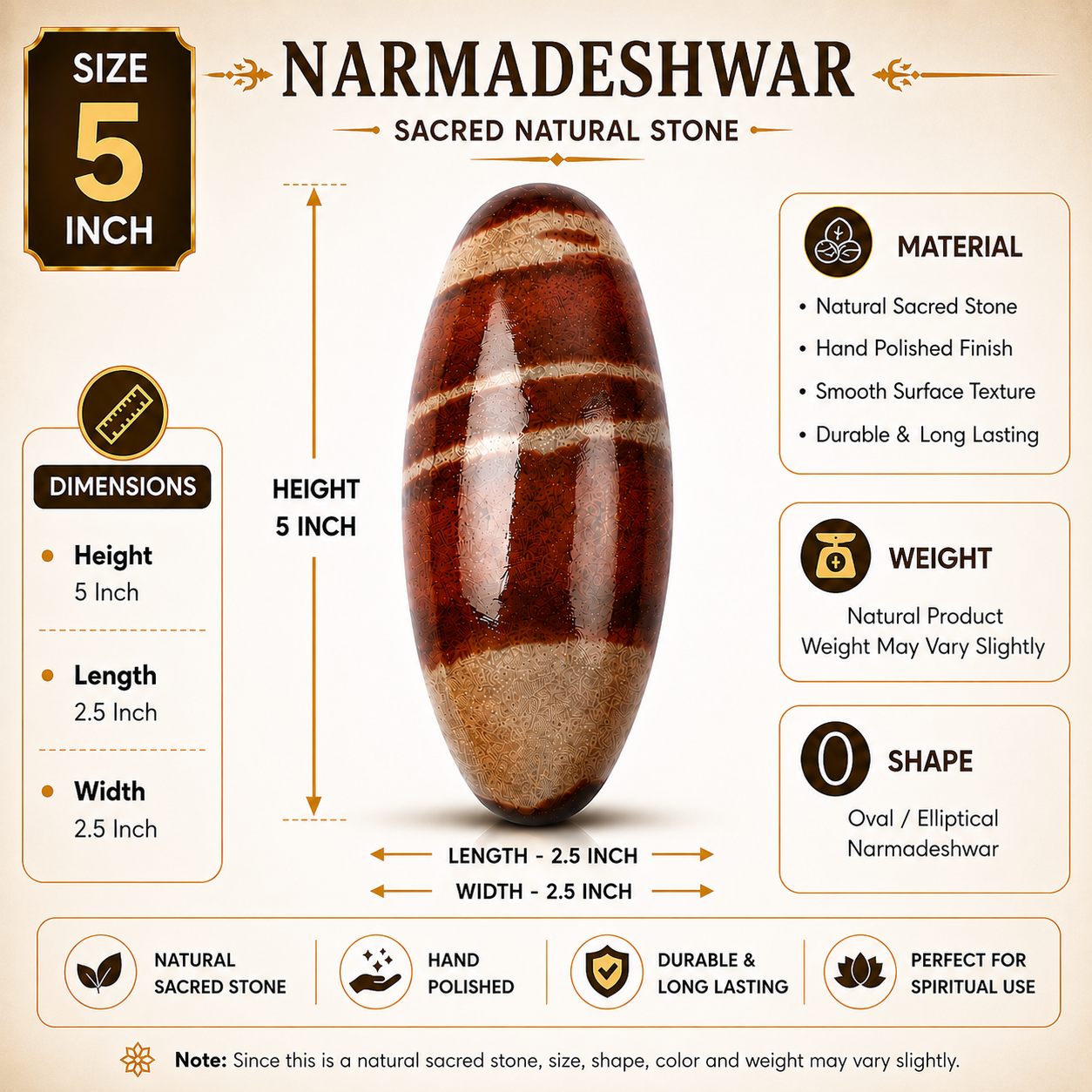 Narmadeshwar Shivling 5 Inch