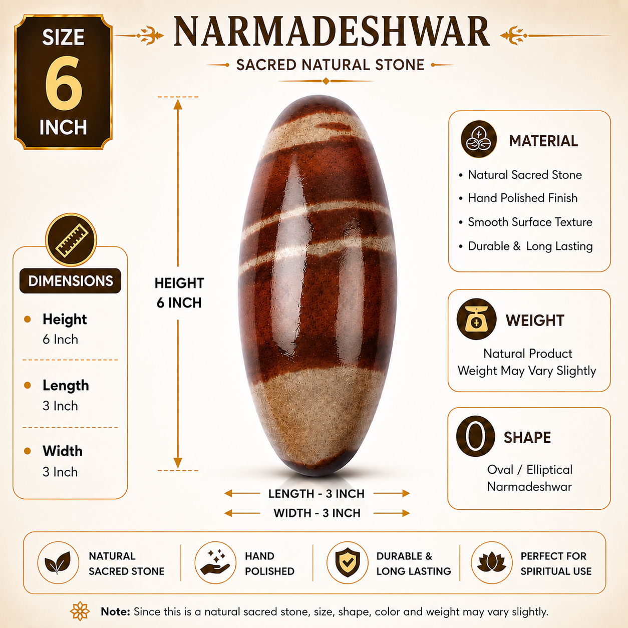 Narmadeshwar Shivling 6 Inch