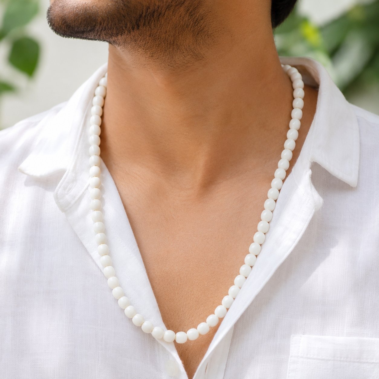 White Hakik (Agate) Mala thumbnail 3