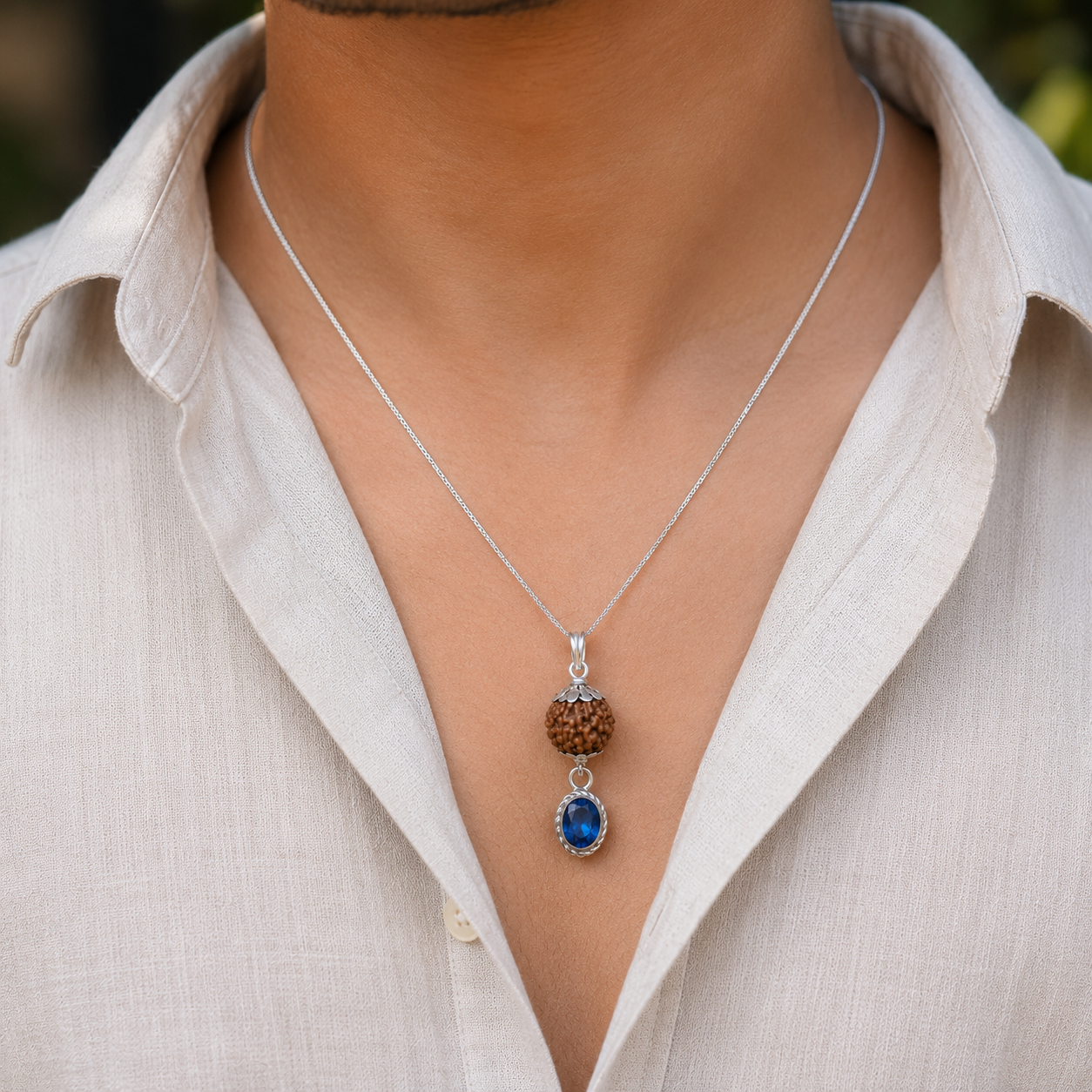 Kumbh Rashi Rudraksha + Stone Pendant thumbnail 4