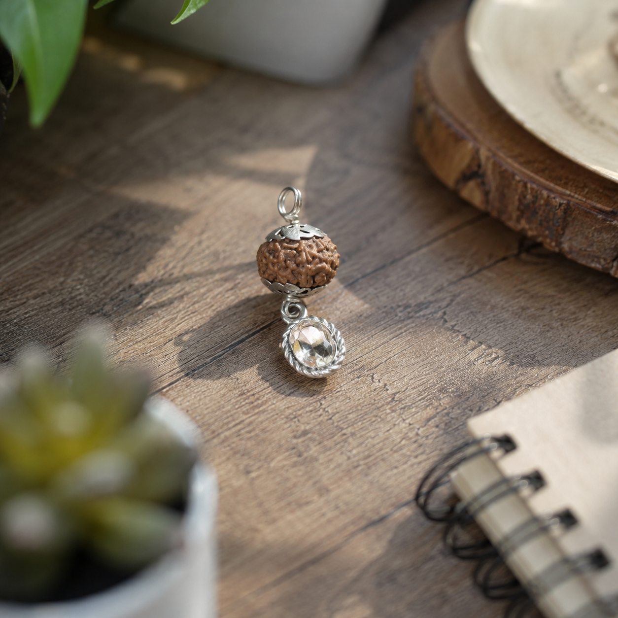 Meen Rashi Rudraksha + Stone Pendant thumbnail 2