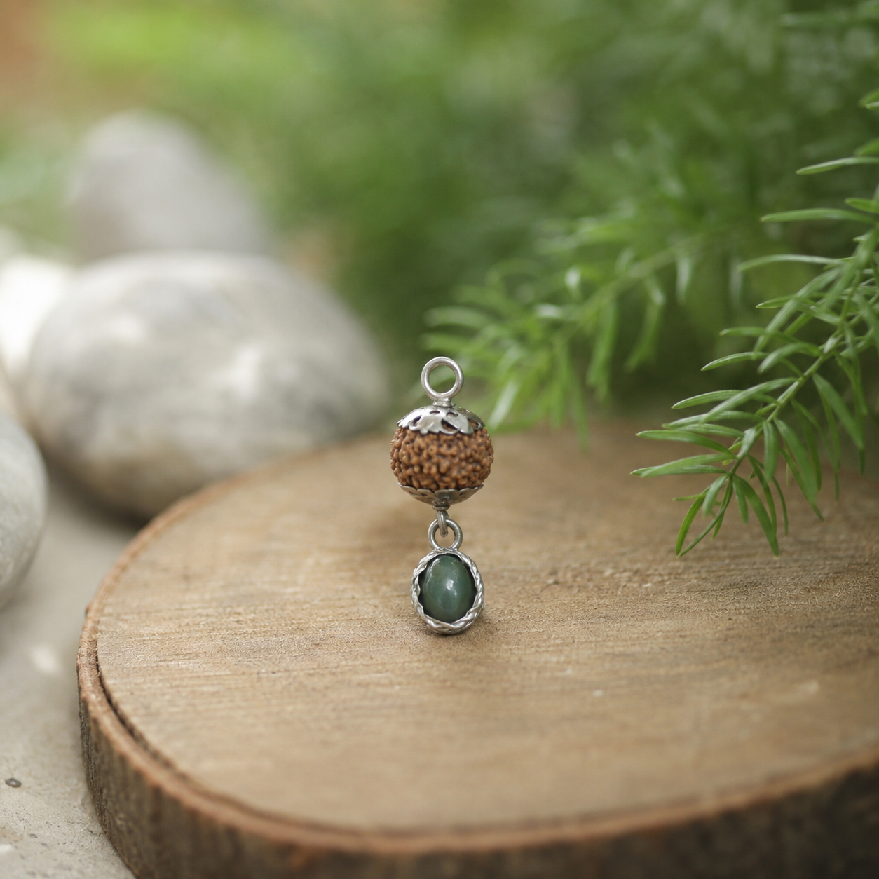 Ketu Dosh Nivaran Rudraksha + Stone Pendant thumbnail 2