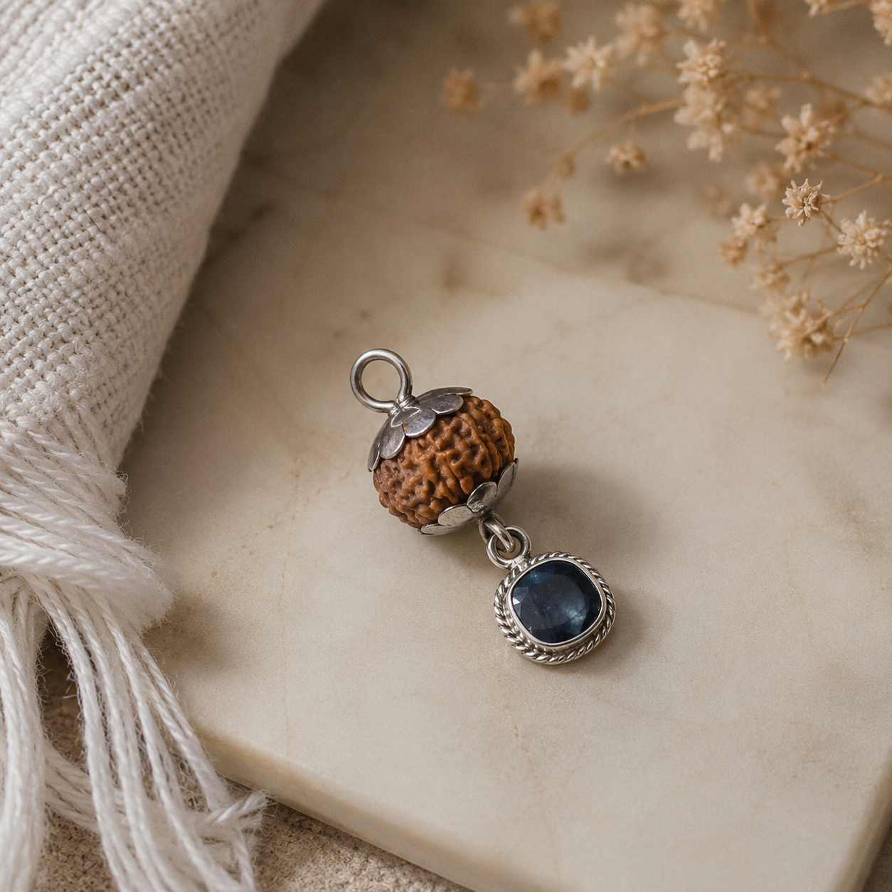 Rahu Dosh Nashak Rudraksha + Stone Pendant thumbnail 2