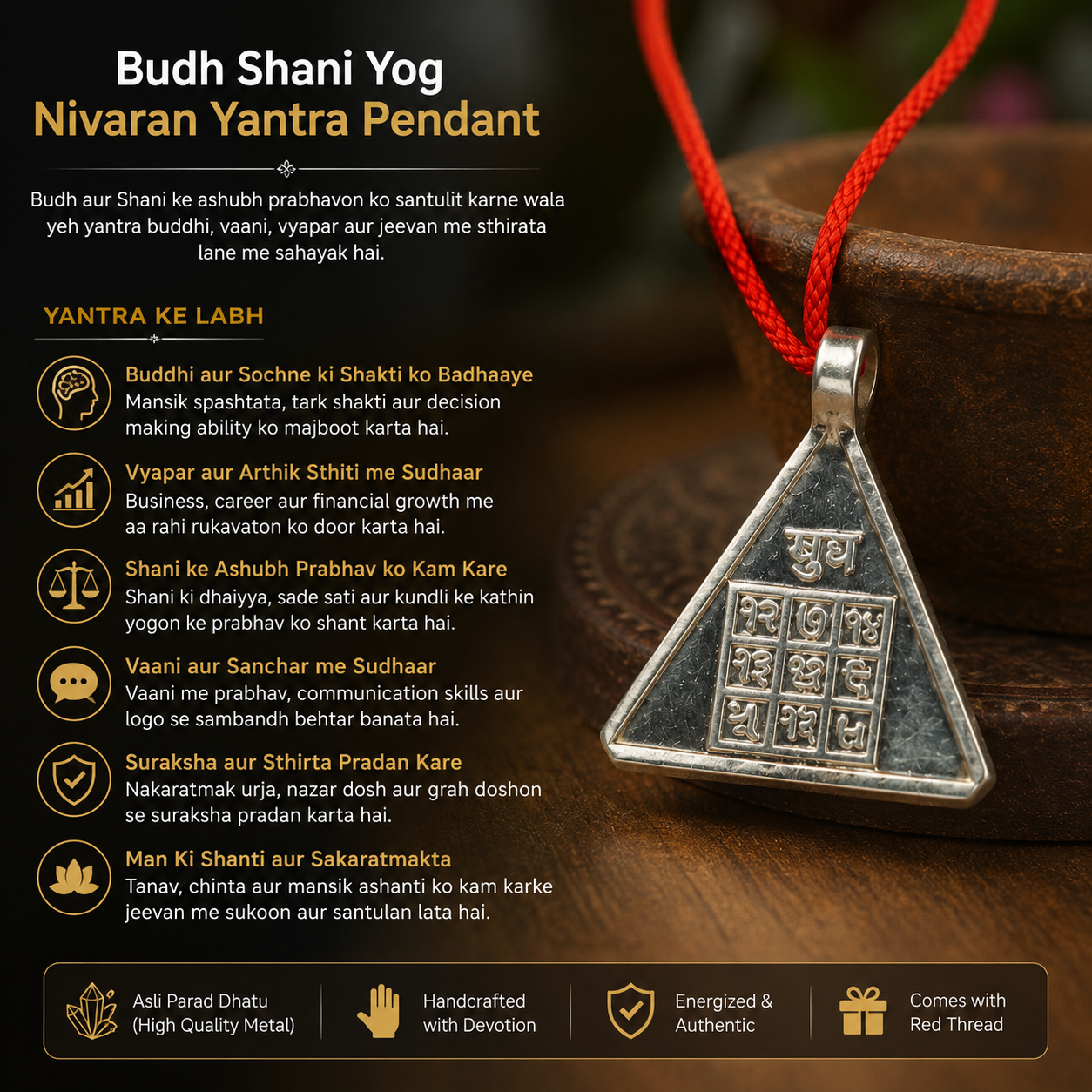 Budh Shani Yog Nivaran Yantra Pendant thumbnail 5