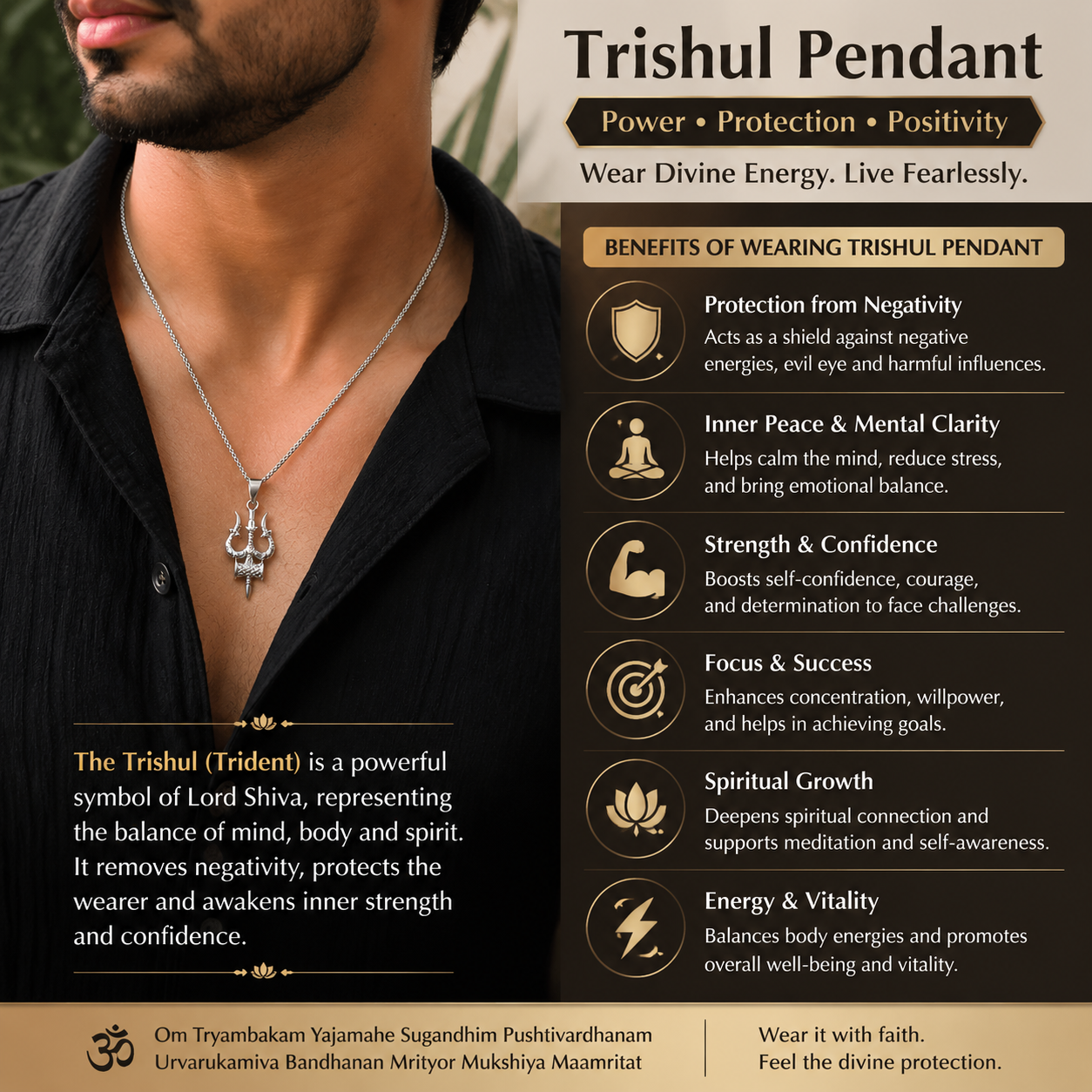 Shiv Trishul Damaru Pendant thumbnail 4