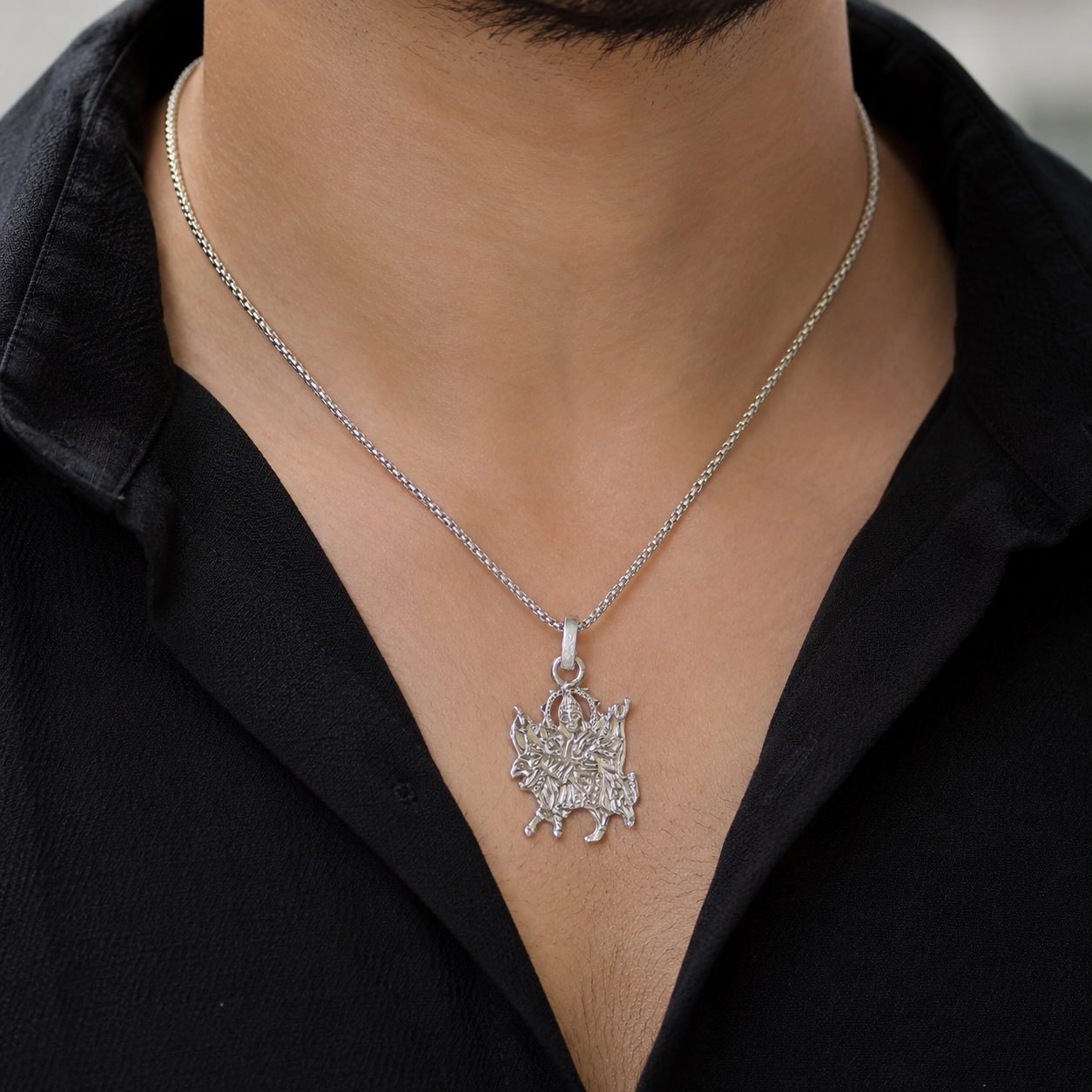 Silver Maa Durga Pendant (Small)