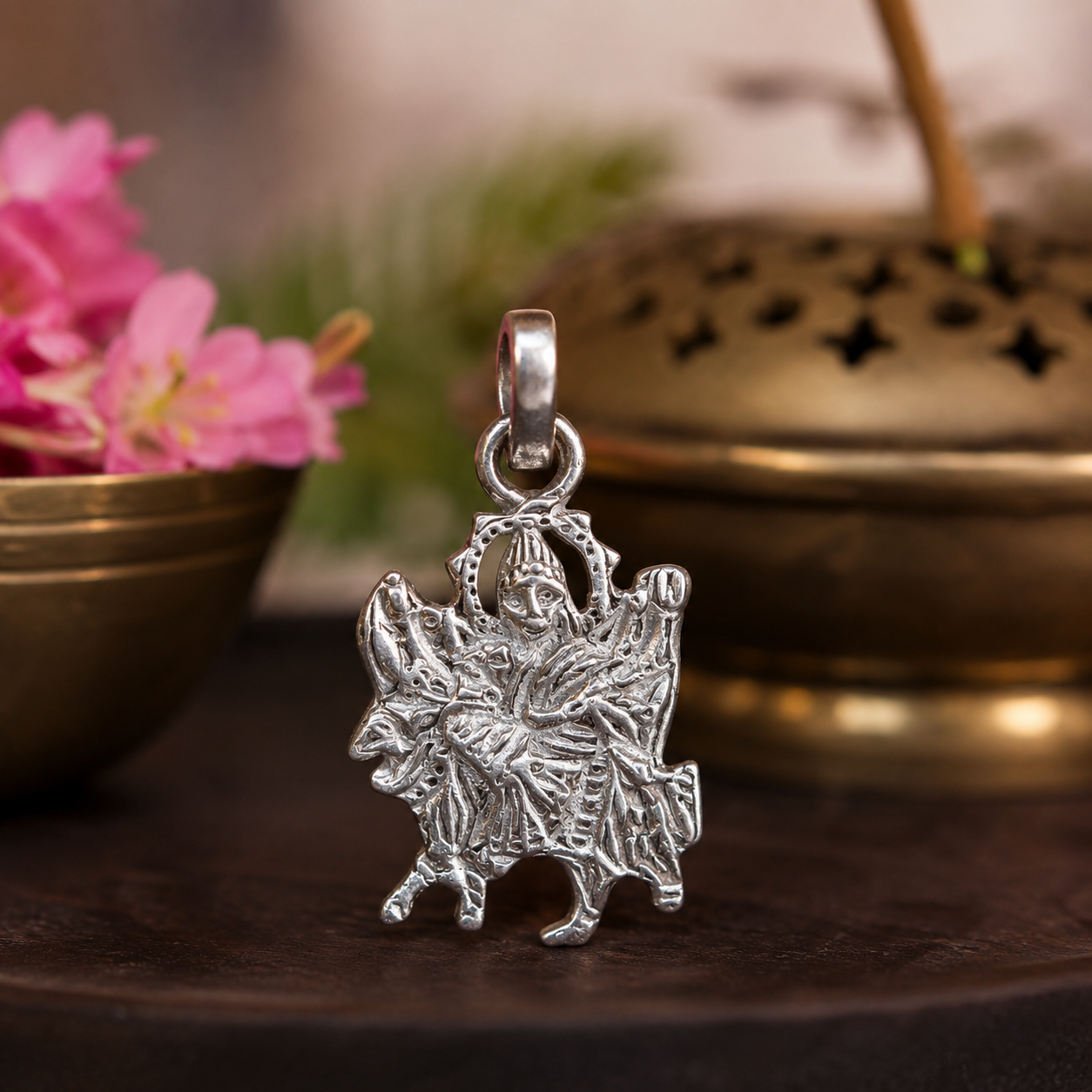 Silver Maa Durga Pendant thumbnail 2