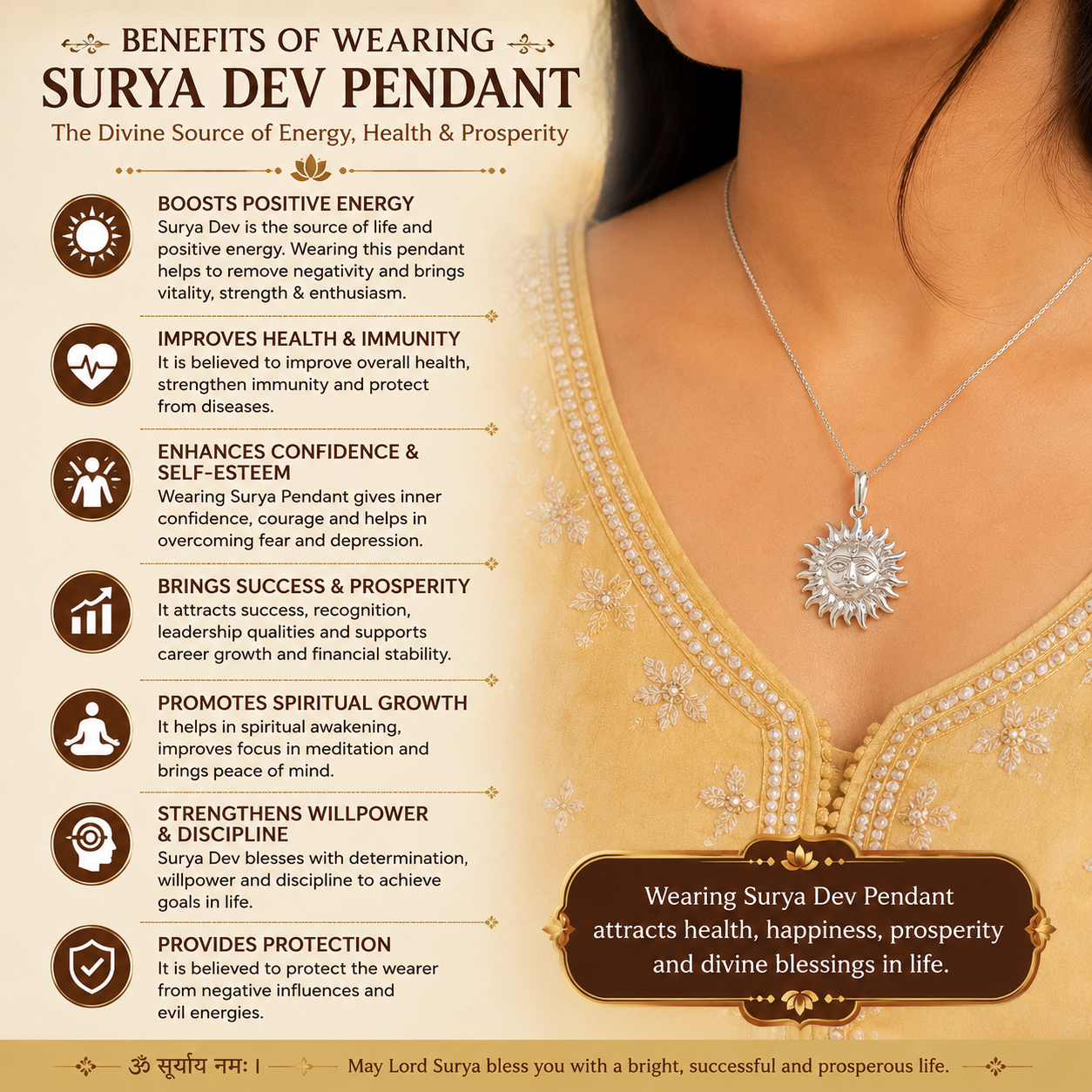 Silver Surya Face Pendant thumbnail 4