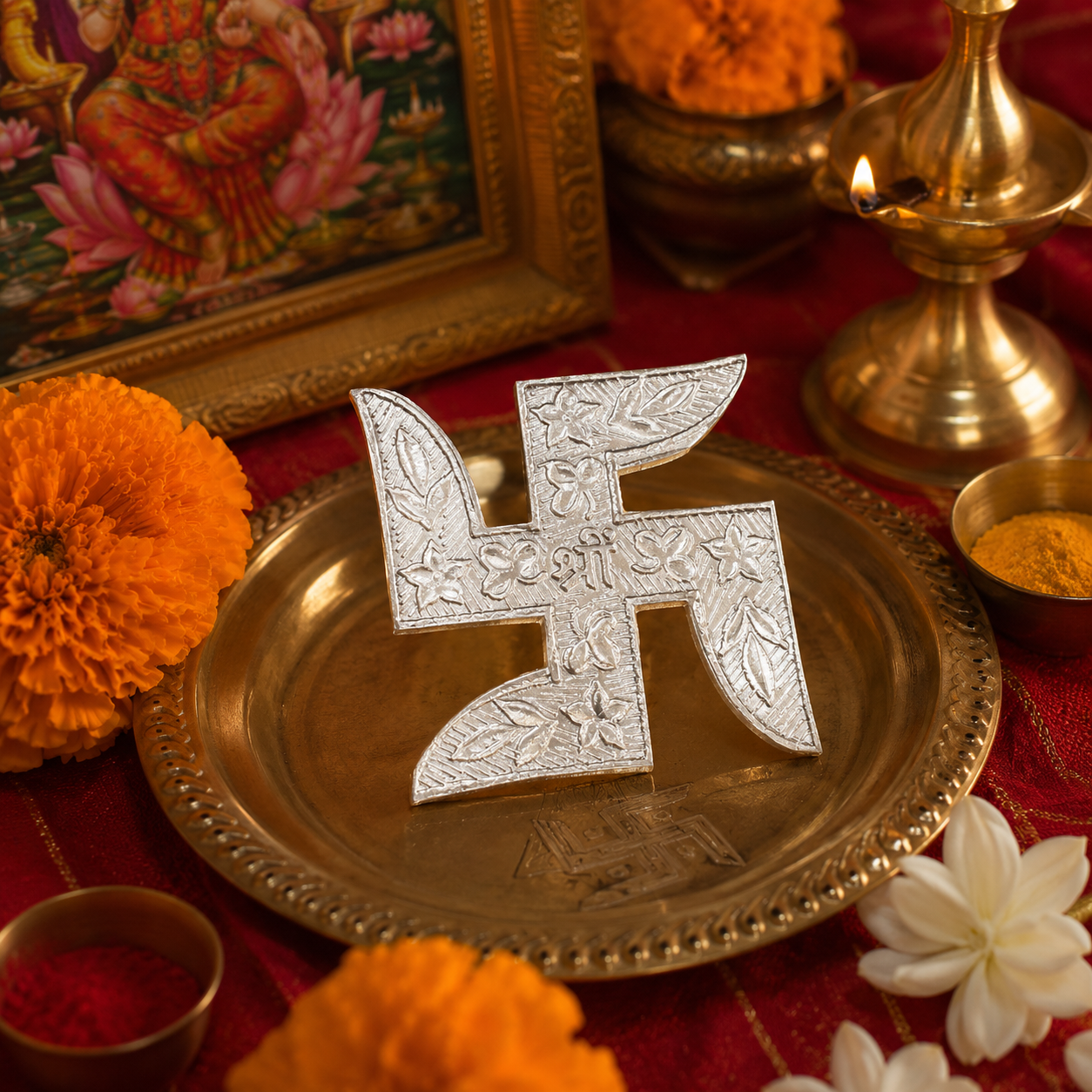 Silver Swastik Pendant thumbnail 2