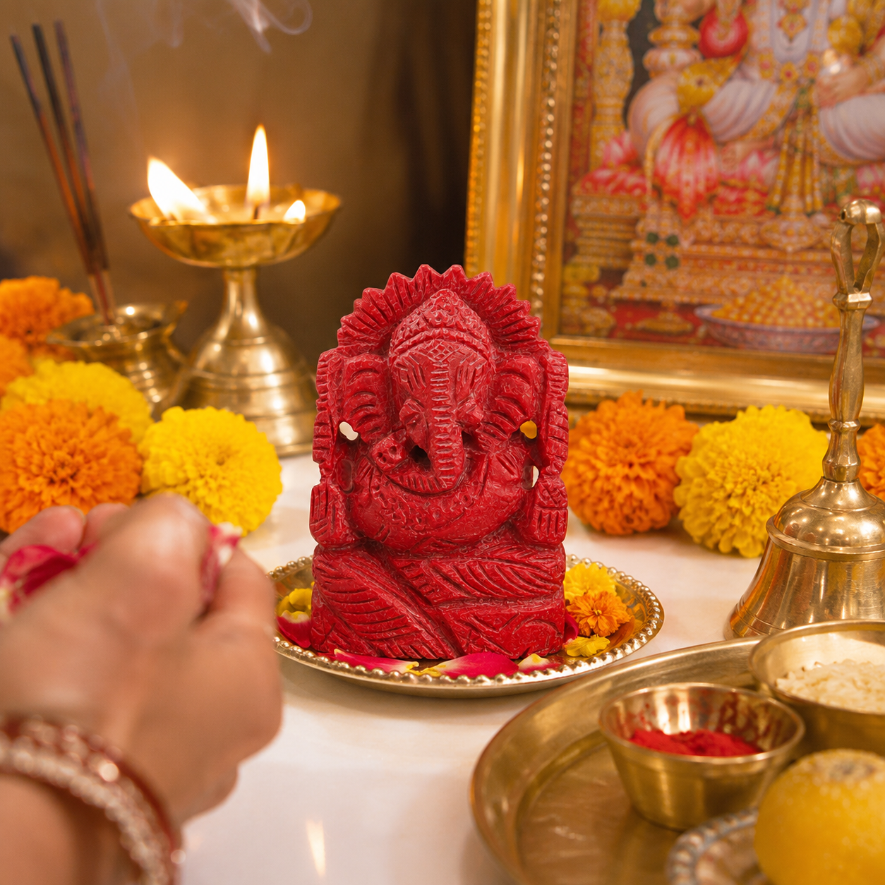 Moonga Ganesh (Coral Ganesh) thumbnail 3