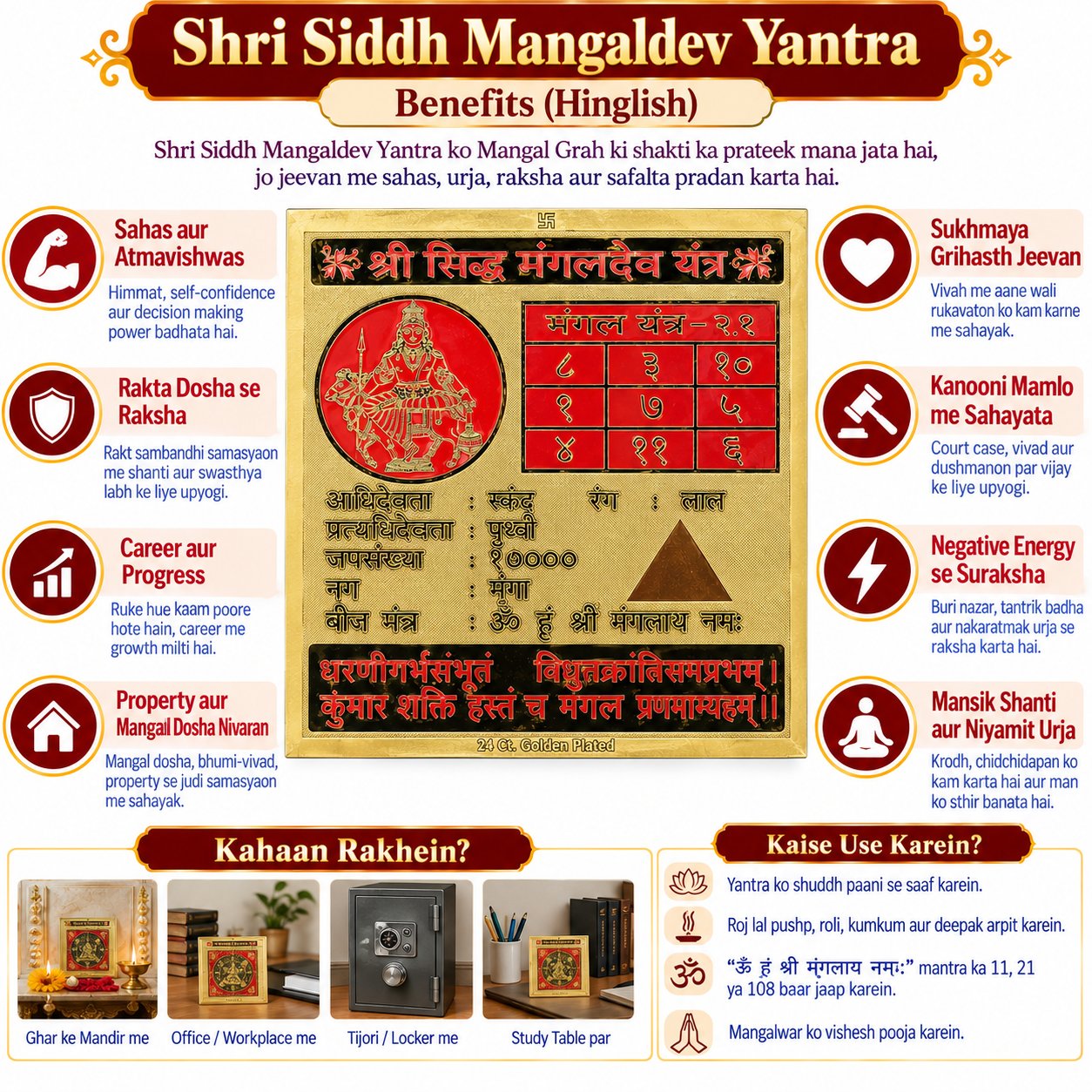 Shri Siddh Mangal Dev 6x6 Yantra thumbnail 4