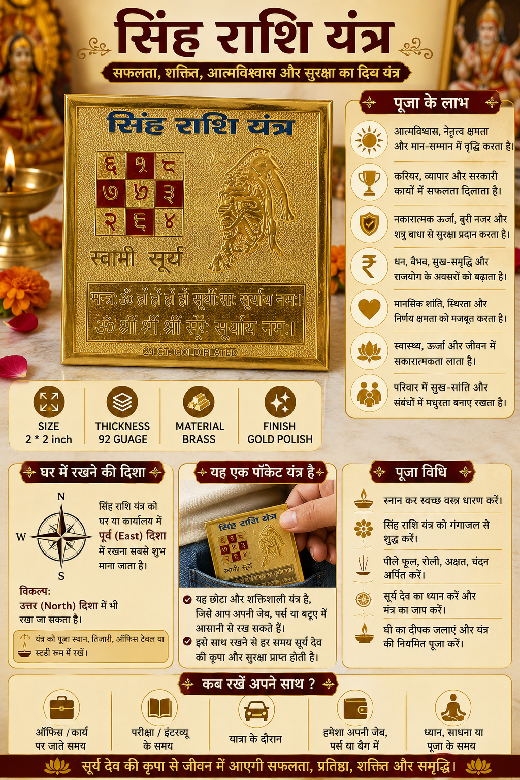 Singh Rashi 2x2 Yantra thumbnail 4