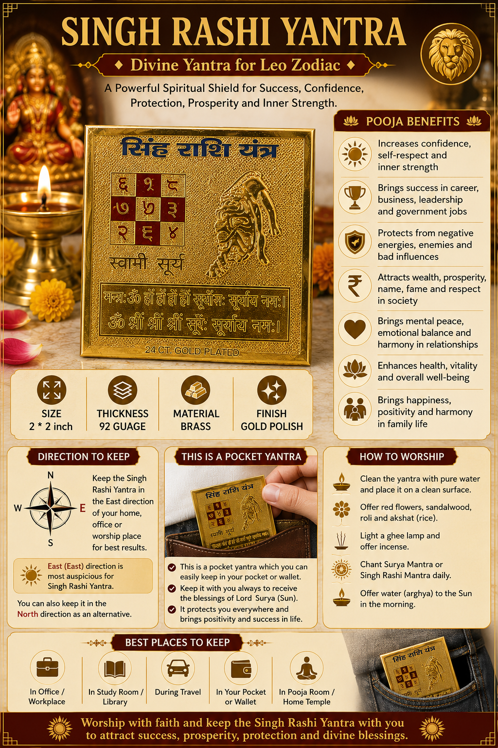 Singh Rashi 2x2 Yantra thumbnail 5